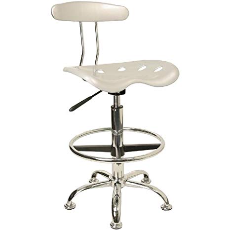 Flash Furniture Vibrant Silver and Chrome Drafting Stool with Tractor Seat