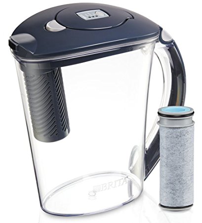 Brita 10 Cup Stream Filter as You Pour Water Pitcher with 1 Filter, Rapids, BPA Free, Carbon Gray