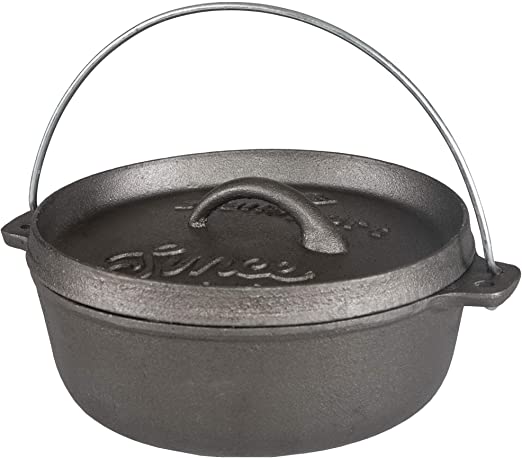 Stansport Non-Seasoned Cast Iron Dutch Oven, Flat Bottom