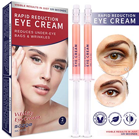 Rapid Reduction Eye Cream for Rapidly Reducing Bagginess, Puffiness, Dark Circles and Wrinkles in 120 Seconds by SOZGE 2Pcs