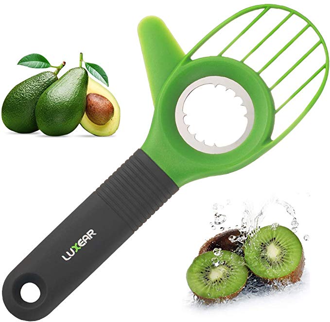 Avocado Slicer - LUXEAR 3-in-1 Avocado Cutter Tool with Comfort-Grip Handle BPA Free Multifunctional Avocado Knife Works as Splitter Pitter Slicer Suitable for kiwi dragon fruit, Green