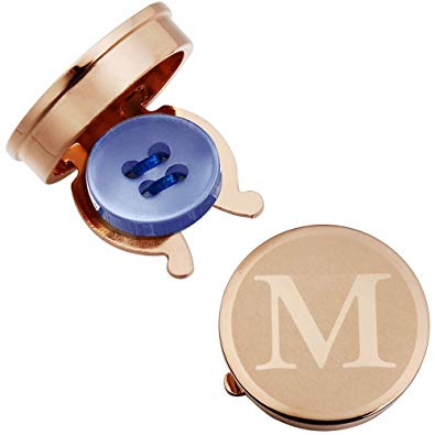 HAWSON Rose Gold Letter Button Cover Cufflinks for Men Initial and Impressing Alphabet A-Z - Best Choice for Weddling Gift M