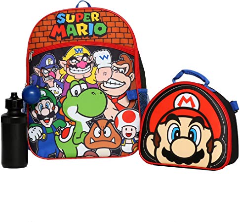 Boys 4PC Super Mario Licensed Backpack and Lunch Set