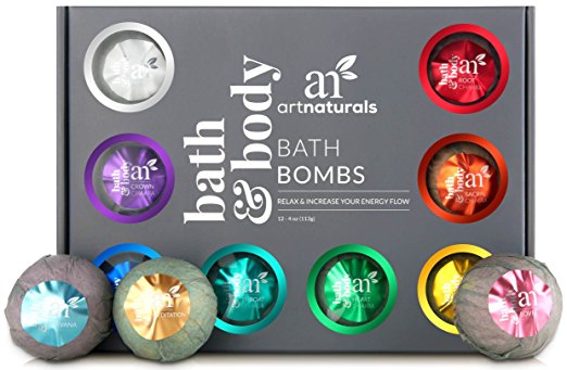 ArtNaturals Bath Bomb Gift Set – (12 x 4 Oz / 113g) – Handmade Essential Oil Spa Bomb Fizzies – For Relaxation, Moisturizing and Fun for All Ages