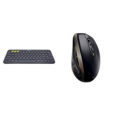 Logitech K380 Multi-Device Bluetooth Keyboard for Windows, Mac, Chrome, Android, iOS and Apple TV - QWERTY, UK Layout, Black   Logitech MX Anywhere 2 AMZ Wireless Bluetooth Mouse for Windows and Mac - Black