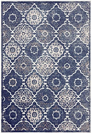 Home Dynamix Boho Andorra Transitional Damask Area , Navy Blue/Ivory, 5'2"x7'2"