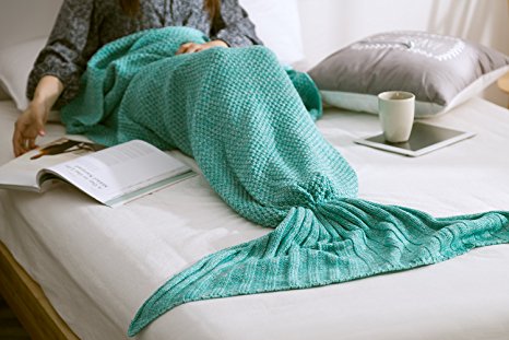 Rongbenyuan Mermaid Tail Blanket, 71 x 32-Inch, Green
