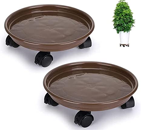 Yiting Plant Caddy with Wheels Heavy-Duty Rolling Plant Stand with Wheels Plant Dolly with Casters for Indoor and Outdoor Plant Roller Base Plant Saucer Mover -13” (13 inch, Brown)