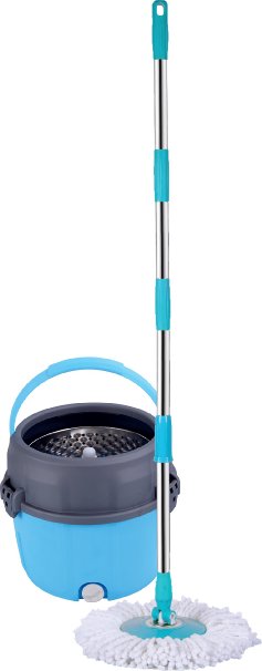 MopDash Space Saving Extreme Spin Mop and Bucket No Foot Pedal Needed With Extra Mop-Head and Scrub Brush Included Stainless Steel