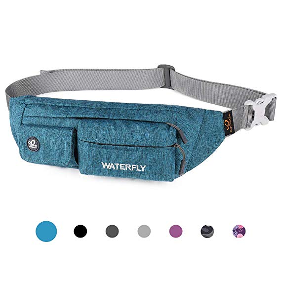 Waterfly Fanny Pack Slim Soft Polyester Water Resistant Waist Bag for Man Women Carrying iPhone Xs / 8 Plus Samsung S10 Plus/Note 8