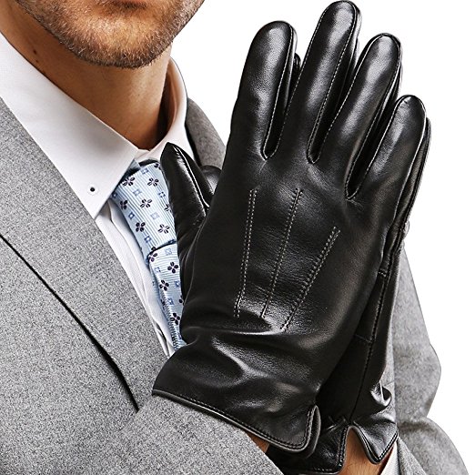 Harrm Best Luxury Winter Touchscreen Gloves Italian Nappa Leather Gloves men's Texting Driving Gloves (Cashmere Lining)