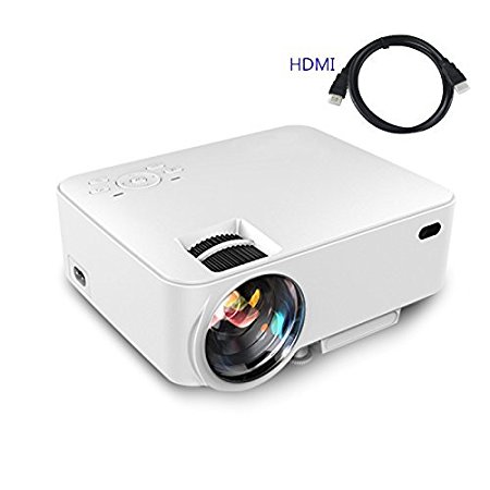 Video Projector,(Warranty Include)1500 Lumens Multimedia Portable Video Projector 170" Screen for Home Cinema Support 1080P HD HDMI VGA AV USB Input Laptop U-disk Xbo TV box DVD, White