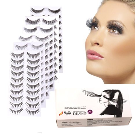 Bella Hair Different 6 Styles Natural Thick Soft Fake Eyelashes for Party and Daily Use (60 Pairs)