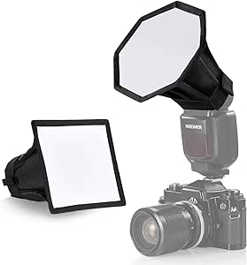 NEEWER Upgraded Flash Diffuser Speedlight Softbox Collapsible 2 Pack, (5.9"/15cm Octagon, 6"x5" Rectangular) for Z2 Z1 V1 Round Head Flashes and Compatible with Godox Sony Nikon Canon Flash, NS5P