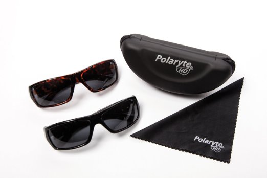Polaryte HD Polarized Sunglasses, 2 Pair with Case and Cleaning Cloth - Make Your Vision High Definition with Stylish UV Protection Sunglasses