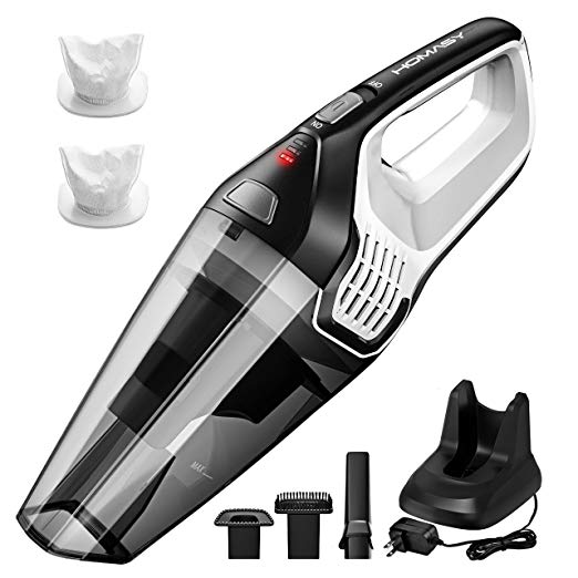 Homasy Upgraded Handheld Cordless, Powerful Lightweight Cyclonic Suction Rechargeable Quick Charge, Wet Dry Vacuum Cleaner for Pet Hair, Home and Car Cleaning