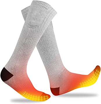 Jecoo Heated Socks for Men Women, Electric Heating Socks with Rechargeable Battery Winter Warm Cotton Socks, Upgraded Heating Element up to 149℉, 3 Heat Settings