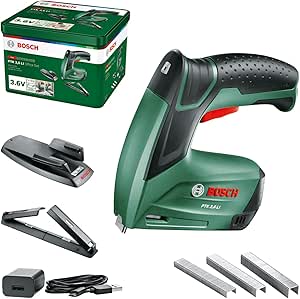 Bosch Home and Garden Bosch Akku Tacker PTK 3,6 LI Office Set mit Papierhefter und Broschürenhefter (Integrierter Akku, 3,6 Volt, Hefterset, 30 Schläge/min, in Metalldose)