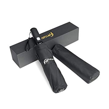 ATOFUL Automatic Travel Umbrella Windproof- Compact Auto Open Close Folding Umbrellas with Case, UV 50  UPF Protection Canopy Gift For Women Men