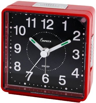 Impecca WAT2810R Travel Alarm Clock Sweep Movement Red