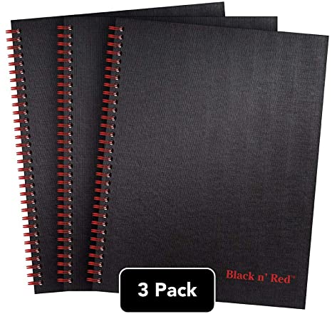 Black n' Red Twin Spiral Hardcover Notebook, Large, Black/Red, 70 Ruled Sheets, Pack of 3 (400123488)