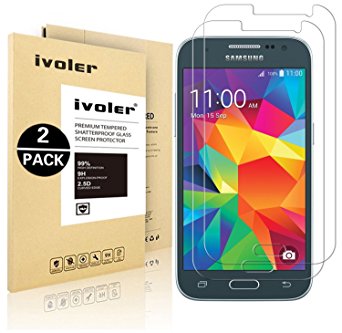 [2 Pack] iVoler [Tempered Glass] Screen Protector for Samsung Galaxy Core Prime, [0.2mm Ultra Thin 9H Hardness 2.5D Round Edge] with Lifetime Replacement Warranty