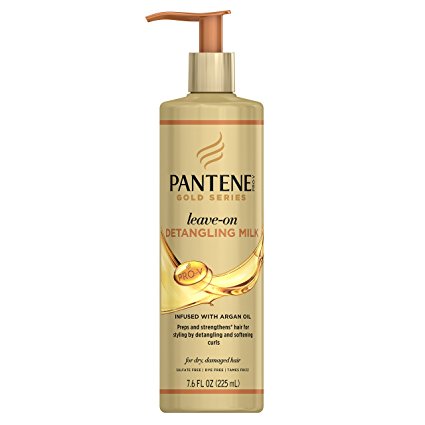 Pantene Pro-V Gold Series Leave-On Detangling Milk, 7.6 Fluid Ounce for African American, Ethnic and Curly Hair Care