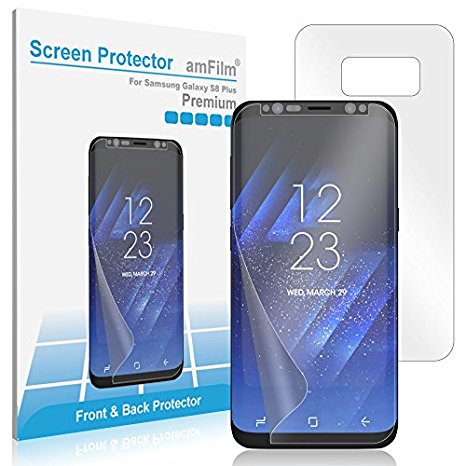 Galaxy S8 Plus Screen Protector (Front and Back), amFilm Full Screen Coverage Wet Application TPU HD Clear [Case Friendly] Screen Protector for Samsung Galaxy S8 Plus