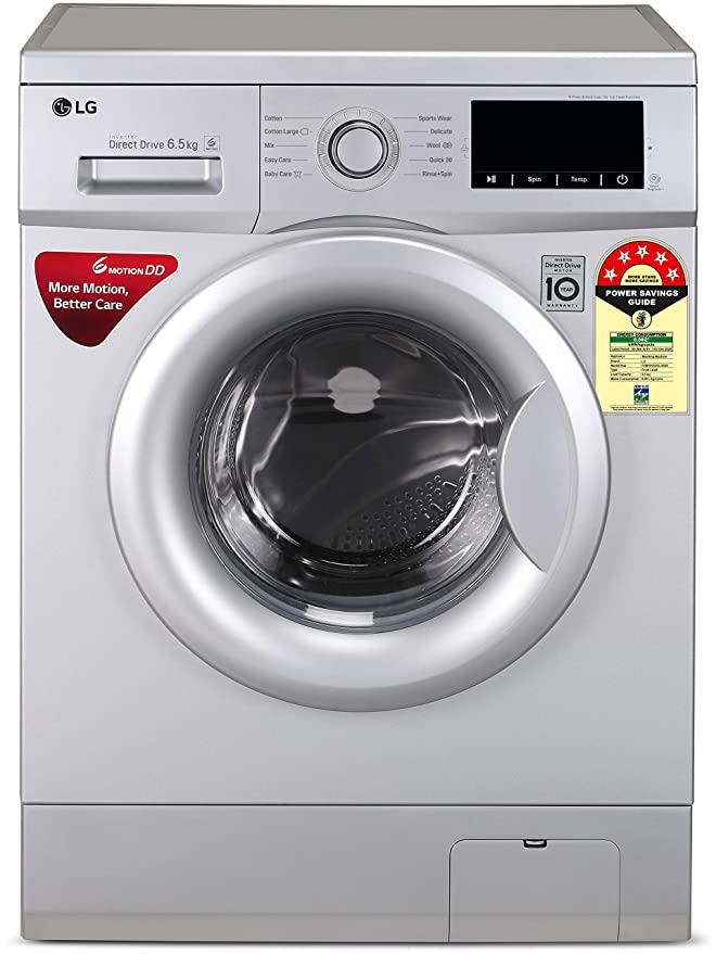 LG 6.5 Kg 5 Star Inverter Fully-Automatic Front Loading Washing Machine (FHM1065ZDL, Luxury Silver, Direct Drive Technology)