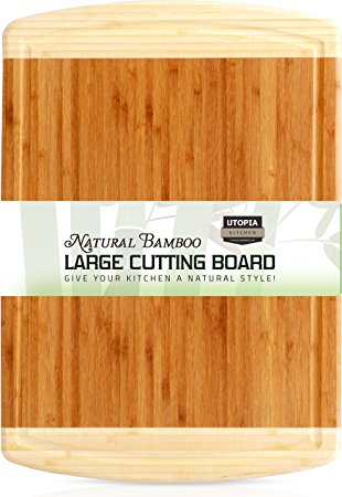 Bamboo Cutting Board - Large Bamboo Cutting Board for Chicken and Meat and Vegetables - by Utopia Kitchen