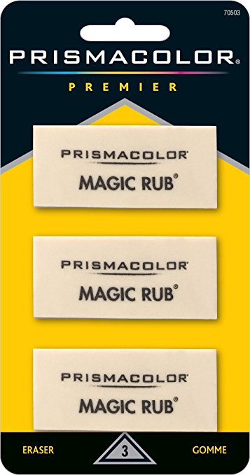 PRISMACOLOR Magic Rub Eraser, Eraser 2-1/4" x 1" x 7/16", 3-Carded, White (70503)