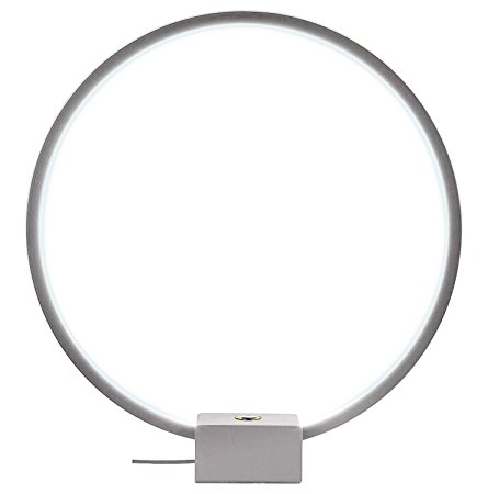 Brightech – Circle LED Table & Desk Lamp – Bright Orb of Light with Built-in Dimmer Brings Sci-Fi Ambiance to Contemporary Spaces – 12 Watts – Silver