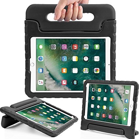 AVAWO New iPad 9.7 2017 Kids Case - Light Weight Shock Proof Convertible Handle Stand Friendly Kids Case for iPad 9.7-inch 2017 Latest Gen / iPad Air / iPad Air 2 Tablet - Black