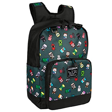 JINX Minecraft Bobble Mobs Kids School Backpack, Gray, 17"