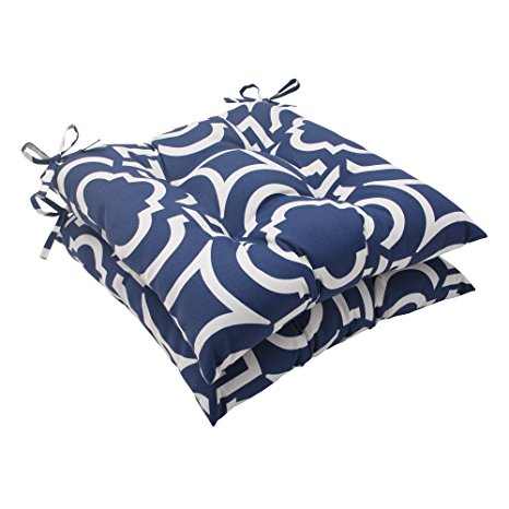 Pillow Perfect Indoor/Outdoor Carmody Tufted Seat Cushion, Navy, Set of 2