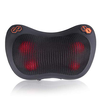 Sophia & William Massage Pillow Back Neck Shiatsu Massager with Heat Deep Tissue Kneading, Use at Home Office Car, Excellent Gift