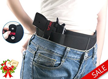 Holster- Concealed Carry Belly Band Holster Elastic Waist Band Gun Holster -Breathable&Quick to Dry-Fits for Small Frame Pistols ,Handguns, Revolvers-For Men & Women- Right Hand Draw(Black)
