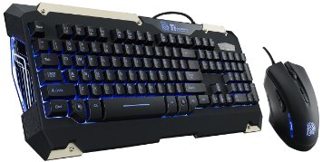 Tt eSPORTS COMMANDER LED Ilumination Gaming Keyboard and Mouse Combo Bundle KB-CMC-PLBLUS-01