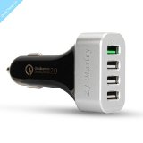 Qualcomm CertifiedZJ-Marley Quick Charge 20 and 54W 4Ports USB Car Charger with Intelligent Tech TechnologyQC 20 for Samsung GalaxyHTCMotorolaup to 75 faster than standard chargers