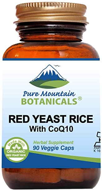Red Yeast Rice with CoQ10 90 Kosher Vegan Capsules Now with 600mg Organic Red Rice Yeast Plus Co Q 10 - Natures Support for Cholesterol
