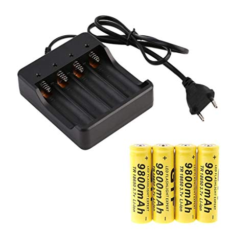 European specifications Charger 4x 18650 3.7V 9800mAh Li-ion Rechargeable Battery Smart Charger Indicator