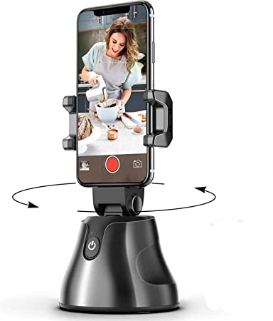 Selfie Stick Tripod 360°Rotation Auto Smart Face & Object Tracking Cell Phone Tripod Holder for Video Recording, Work with Tripod for iPhone Android