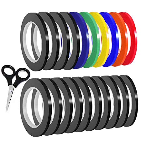 SIQUK Graphic Chart Tape, 20 Packs Graphic Art Tape 3mm Chart Tape Grid Marking Tape PET Whiteboard Tape Self-Adhesive Decorating Tape Artist Tape with a Scissor