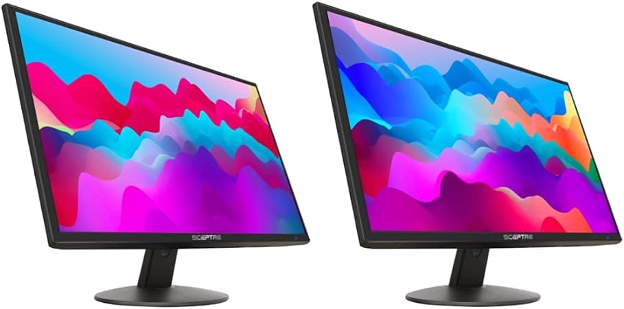 Sceptre 22 inch 75Hz 1080P LED Monitor 99% sRGB HDMI X2 VGA Build-in Speakers, Machine Black & 20" 1600x900 75Hz Ultra Thin LED Monitor 2X HDMI VGA Built-in Speakers