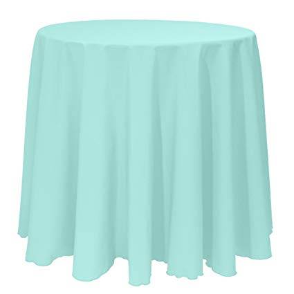Ultimate Textile 120-Inch Round Polyester Linen Tablecloth Aqua Blue