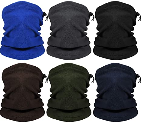 6 Pieces Winter Fleece Neck Warmer Gaiter Adjustable Face Mask Cover Face Scarf for Outdoor (Color Set 1)