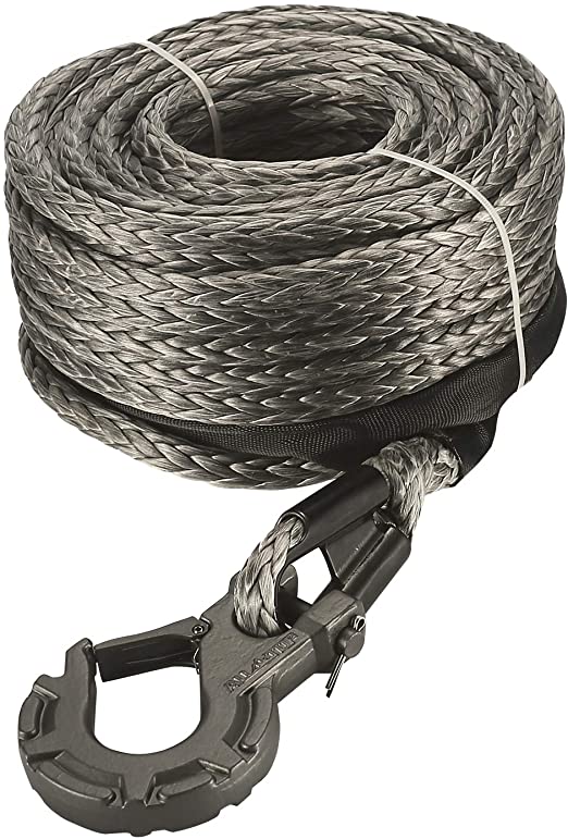 ALL-TOP Synthetic Winch Rope Cable Kit: 3/16" x 50 ft 8350LBS Winch Line with Protective Sleeve   Forged Winch Hook   Safety Pull Strap