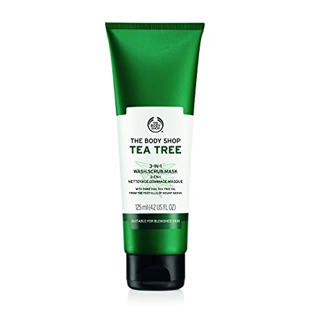 The Body Shop Tea Tree 3-in-1 Wash.Scrub.Mask, Made with Tea Tree Oil, 4.2 Fl. Oz.