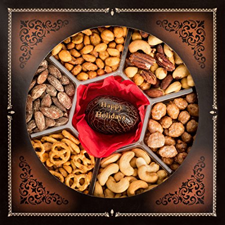 Jaybee's Nuts Gift Tray - Great Holiday, Corporate & Christmas Gift For Him & Her or as Everyday Healthy Snack - Vegetarian Friendly and Kosher (Happy Holidays)