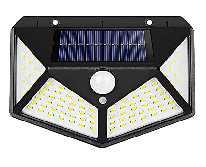 Vont 100 LED Bright Outdoor Security Lights with Motion Sensor Solar Powered Wireless Waterproof Night Spotlight for Outdoor/Garden Wall, Solar Lights for Home